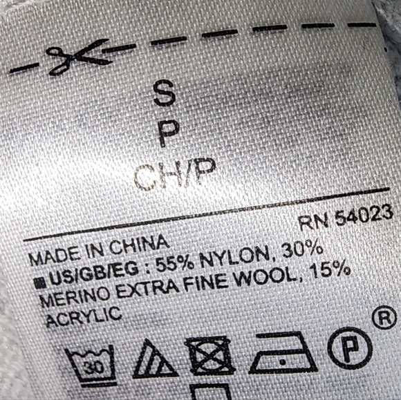 Love by Gap Gray Merino Wool Blend Slouchy Mock Neck Sweater Stripe Sleeves S - Picture 7 of 7